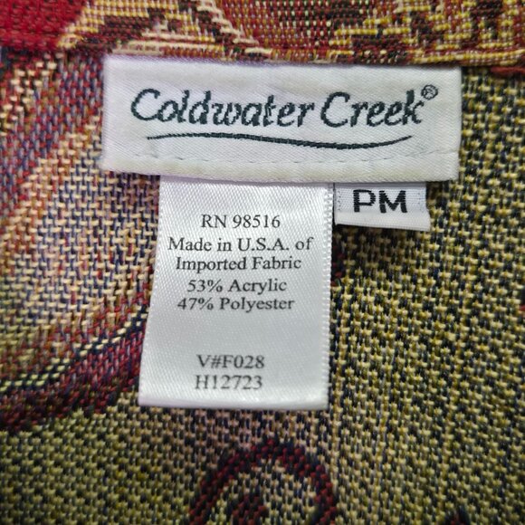 Coldwater Creek PM Floral Vintage Style Jacket Red Paisley Tapestry Button-Up - Picture 4 of 9